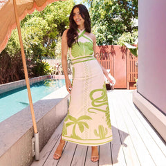 Slim Halter Lace up Dress