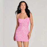 Dress Sequin Sling Pink Elegant Dress Short
