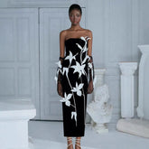 Office Tube Top Bandage Three Dimensional Floral