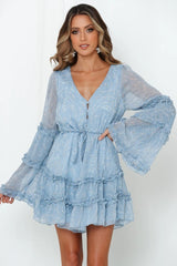 Lace Lace-up Waist Trimming Short Chiffon Dress