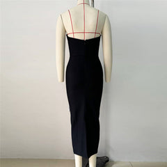 Diamond Tube Top Bandage Dress Three Dimensional Floral Design Dress Dress