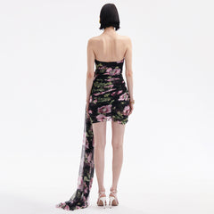 Printing Three Dimensional Embroidered Tube Top Dress Mesh Design