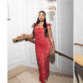 Entry Lux Bow High Sense Embroidered Hollow Out Cutout Sheath Dress