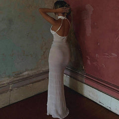 Halter Backless Pleated Ruffle Sleeveless