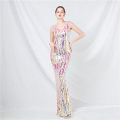 Design Buntes Pailletten-Abendkleid