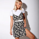 Ladies Dress V neck Printed Outerwear Suspender Dress Cami Dress