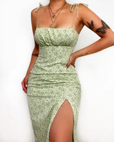 Floral Fresh Sweet Waist Trimming Strap Dress