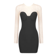 Vendaje elástico con costura de malla de diamante de partículas negras