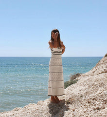 Knitted Hollow Out Cutout Out Long Strap Dress