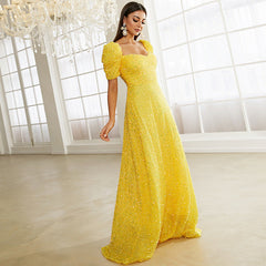 Slim Fit Catwalk Flash Short Sleeved Fishtail Bridesmaid Dress Evening Dress