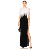 Ostrich Feather Sling Dress Bandage One Piece Dress Dress