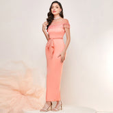 Elegant Stitching Mesh High Waist Dress