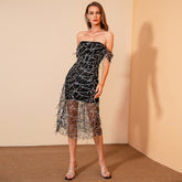 Spring/Tassel Sequined Dinner Suit off-Shoulder Dress