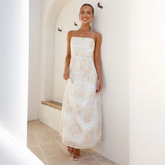 Top tubo estampado con cuello halter para vacaciones en la playa