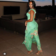 Dress Spaghetti Straps Corset Sleeveless Split Flounced