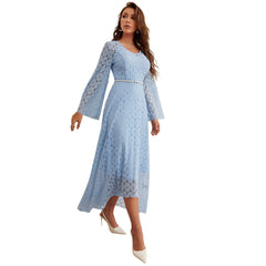 Casual Two Piece Set Maxi Dress Round Neck A line Big Hem Dress