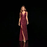 Evening Dress High Slit Backless Sequ Slim Fit Fishtail Maxi Dress