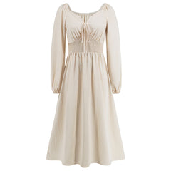 Vestido elegante de manga larga con cuello en V y corte entallado