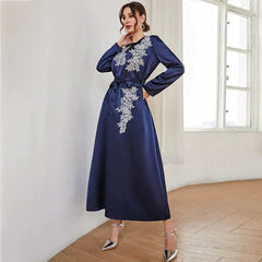 Long Sleeved Dress Office Embroidered Long Dress Winter