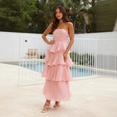 Tube Top Backless Tiered Dress