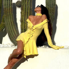 Sweetheart Solid Color Lace off Shoulder Dress