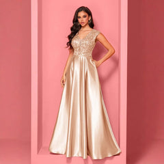 Elegantes ärmelloses Cocktail-Abendkleid mit V-Ausschnitt und Meerjungfrauensaum