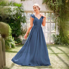 Vestido de noche de gasa con escote en V largo, vestido formal de gasa para fiesta, vestido de noche directo