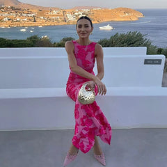 Embroidered Sleeveless Straight Vacation Dress