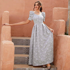 Elegantes, elegantes Palastkleid mit Puffärmeln und hoher Taille