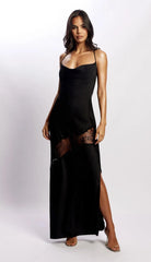 Elegantes Trägerkleid mit offenem Rücken und transparenten Nähten (3 Farben)