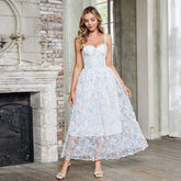 Boning Corset Waist Strap Three Dimensional Floral Fairy Dress Sweet Fresh Maxi Dress