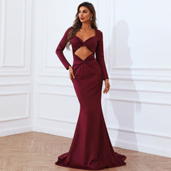 Dress Banquet Elegant Wedding Long Sleeve Small Trailing Ball Party Evening Dress Dress