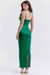 Slim Fit Backless Solid Color Suspender Sheath Dress for