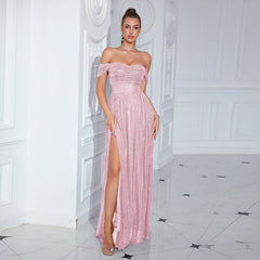 Evening Dress Ladies Party High Open Sequined Cocktail Dress Nightclub Sequin Off The Shoulder Dress