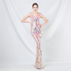 Design Buntes Pailletten-Abendkleid