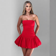 Bud Dress off the Shoulder Solid Color Tube Top Sleeveless Dress