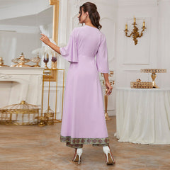 Dress Ruffle Sleeve Round Neck Retro Maxi Dress Trousers Suit