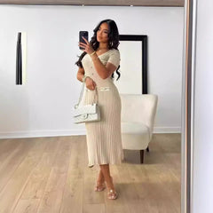 Short Sleeve V neck Dress