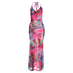 Halter See through Backless Slim Fit Sheath Dress