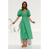 Waist-Tight V-neck Comely Sweet Mid-Length Dress