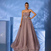 Formal Cocktail Evening Dress Tulle Tube Top Corset Floral Decorations High End Elegant Floor Dress