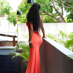 Maxi Dress Lacing Backless Slim Fit Pleated Dress