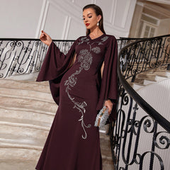 Embroidered Dress V Neck Batwing Sleeve Dress Urban Dress