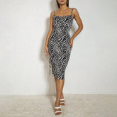 Printed Vacation Cutout Sling Dress