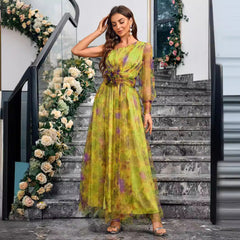 One Shoulder Printed Elegant Slim Fit Dress