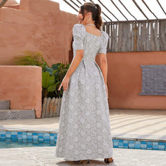 Elegantes, elegantes Palastkleid mit Puffärmeln und hoher Taille