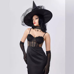 Strap Lace Stitching High Waist Dress