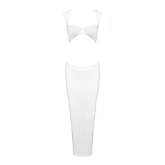 White Dark Fringe Long Zipper Cropped Outfit