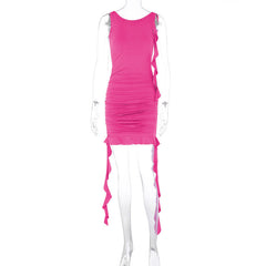 Backless Slim Fit Pleated Dress