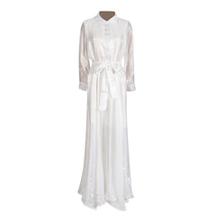 GracefulCasual Dress Polo Collar Gilding Glossy Waist Tight Maxi